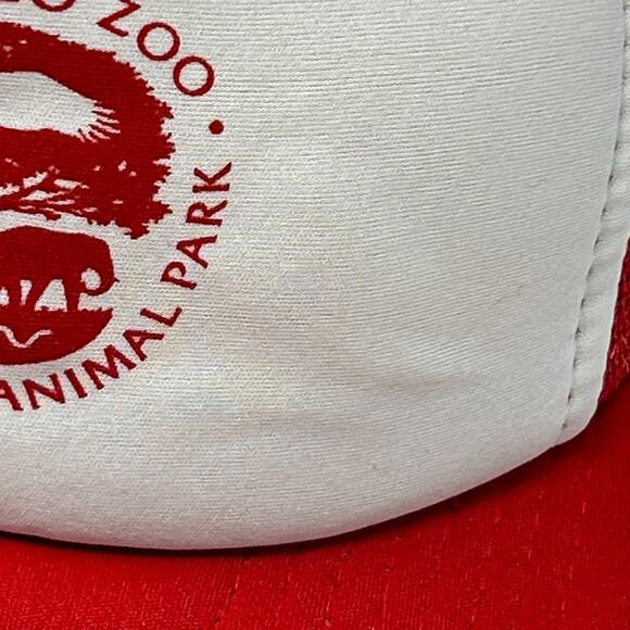 Vintage 80s San Diego Zoo Trucker Hat Baseball Cap Wild Animal Park Snapback Red - Picture 6 of 10